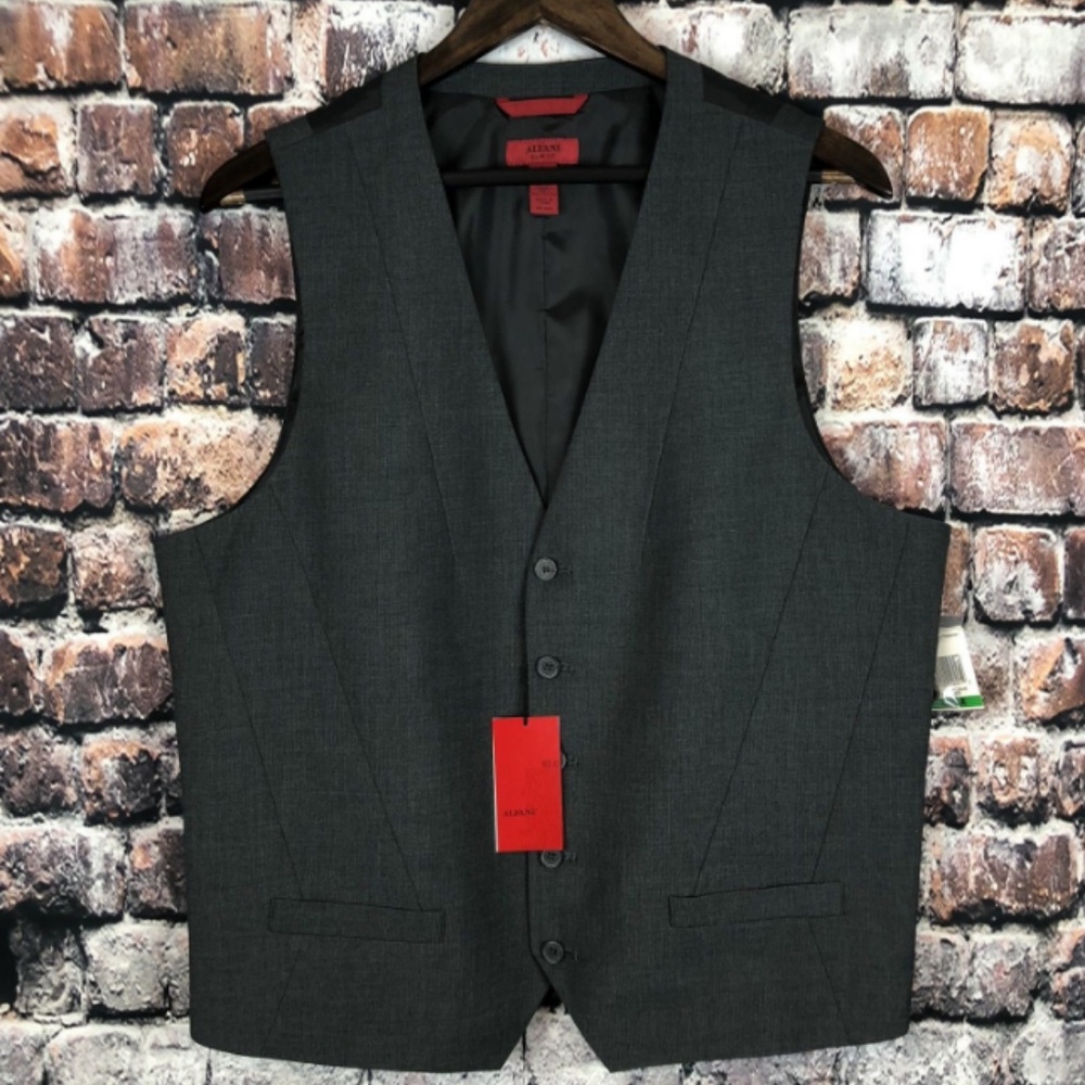 ALFANI MENS NEW GREY LINED L LARGE SLIM FIT